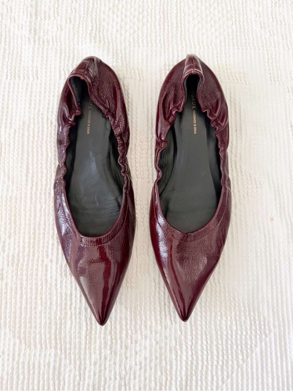 Margaux The Roma Flats Merlot Crinkle Patent, Size 44 Pointed Toe